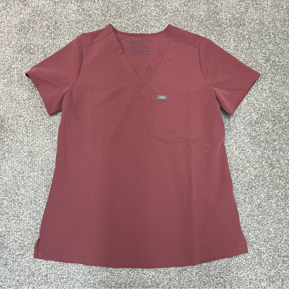 FIGS Catarina One Pocket Scrub Top Rose Pink Medical Fitted Women's Small